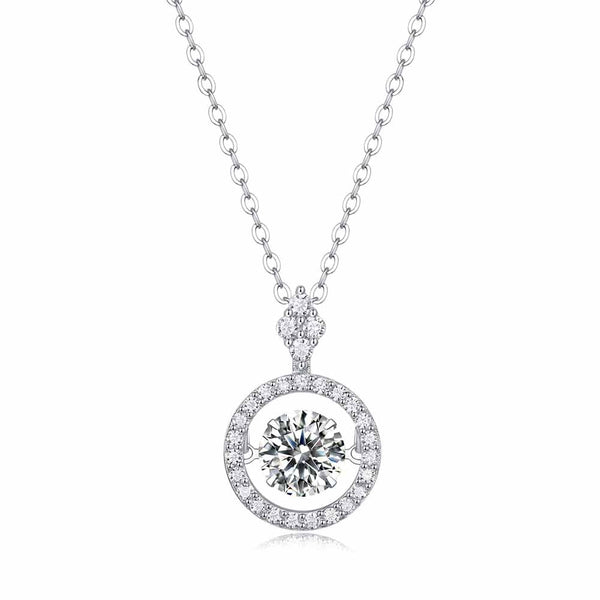 Round Shaped Cutting Moissanite Touching Sterling Silver Necklace