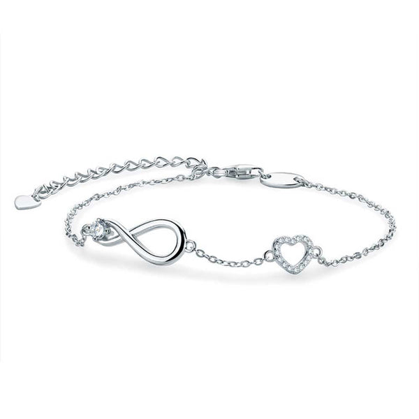 Oval Shaped Cut Infinite Symbol Moissanite Sterling Silver Bracelet