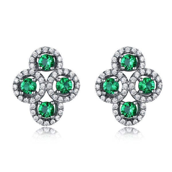 Round Shaped Cut Sterling Silver Earrings