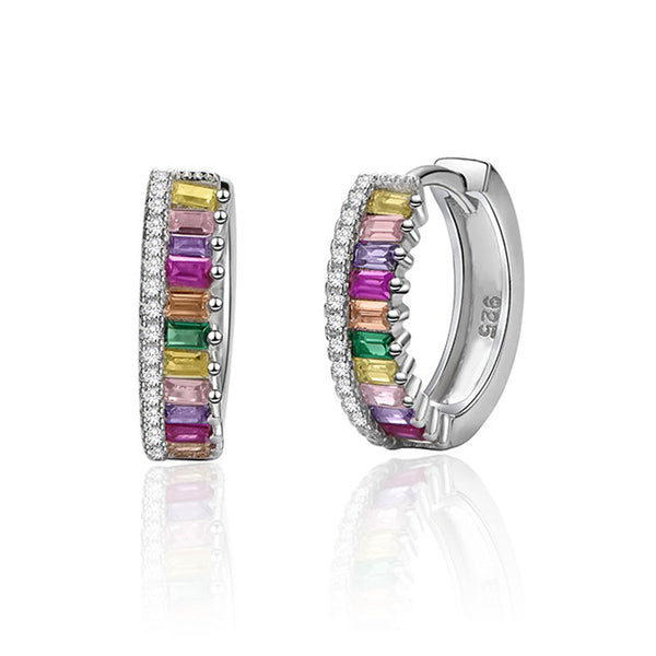 Radiant Shaped Cut Color Sterling Silver Earrings