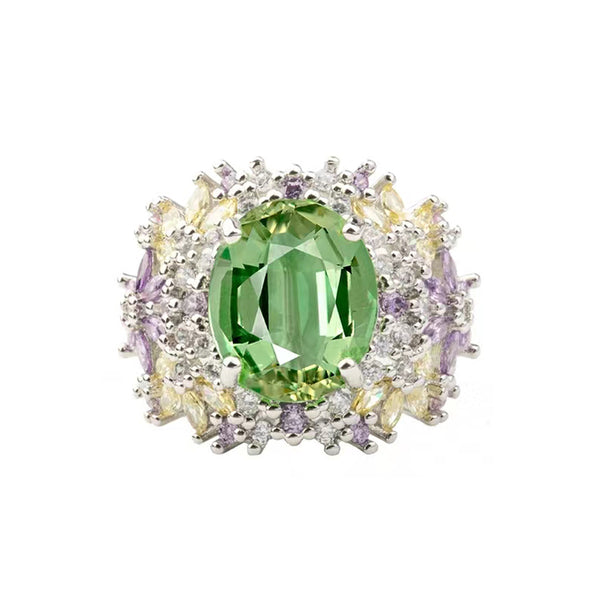 Oval Shaped Flower Pattern Open Ring
