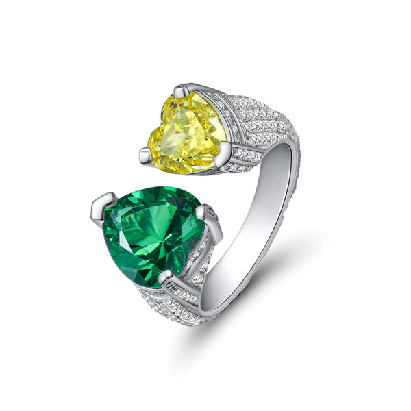 Heart Shaped Cut Sterling Silver Open Ring