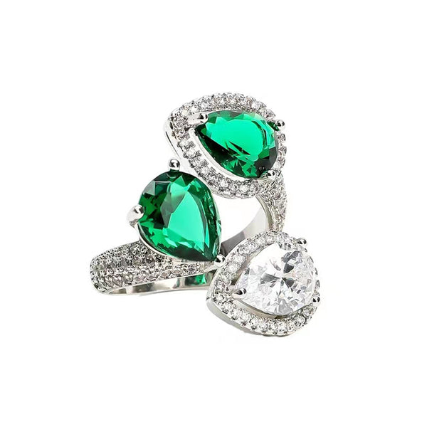 Pear Shaped Emerald Open Ring