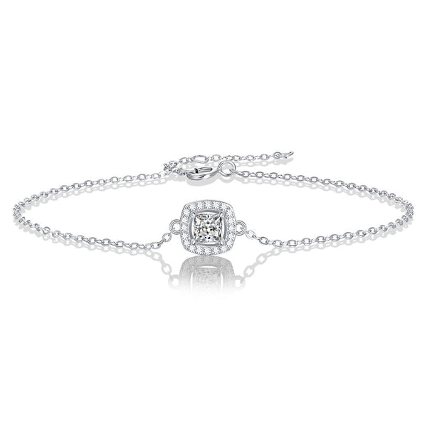 Princess Shaped Cut Out Design Moissanite Sterling Silver Bracelet