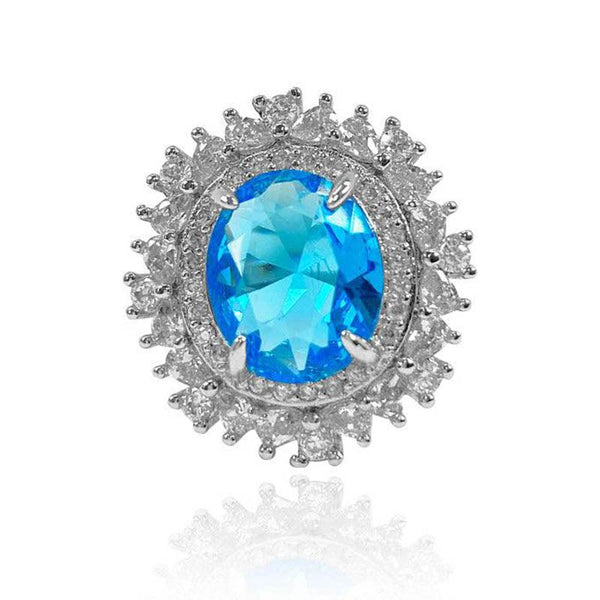 Aquamarine Oval Cutting Rings - Monarjew