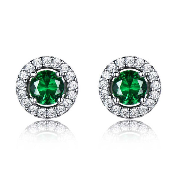 Round Shaped Cut Sterling Silver Earrings