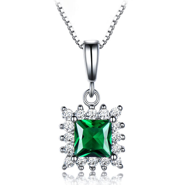 Princess Shaped Cut Sterling Silver Necklace