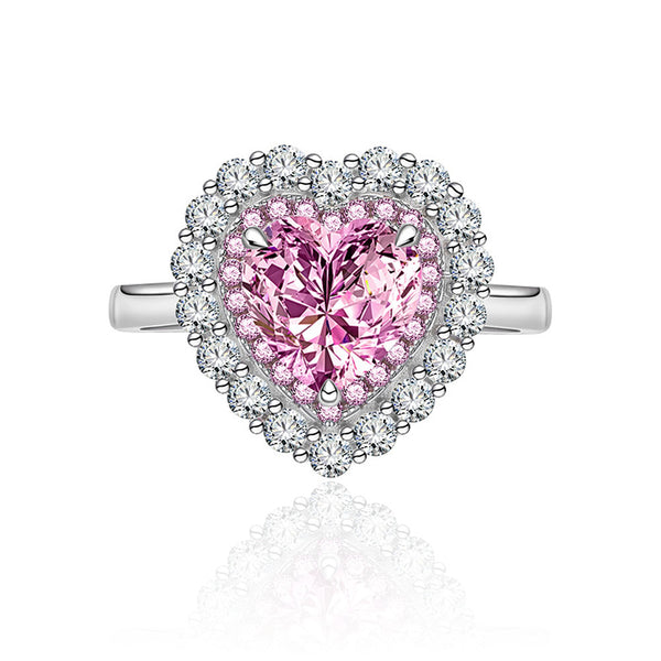 Heart Shaped Cut Pink Sterling Silver Ring