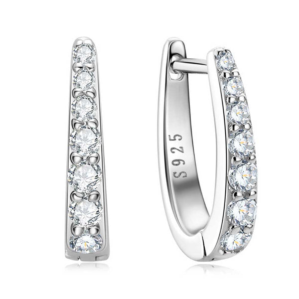 Round Shaped Cut Moissanite Sterling Silver Earrings