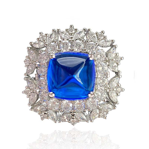 Blue Sugar Cut Open Ring - Monarjew