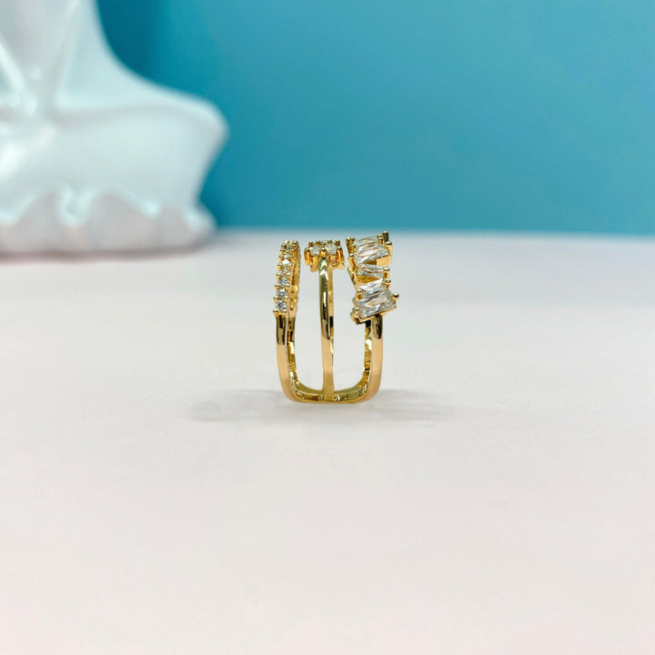 Bow Design Trapezoidal Cutting Multi-layer Open Ring - Monarjew