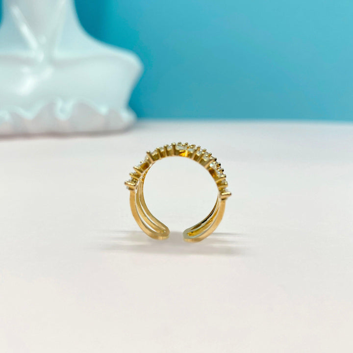 Bow Design Trapezoidal Cutting Multi-layer Open Ring - Monarjew