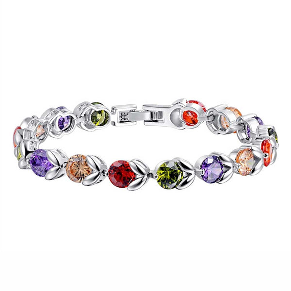 Round Shaped Cut Colorful Flower Design Bracelet
