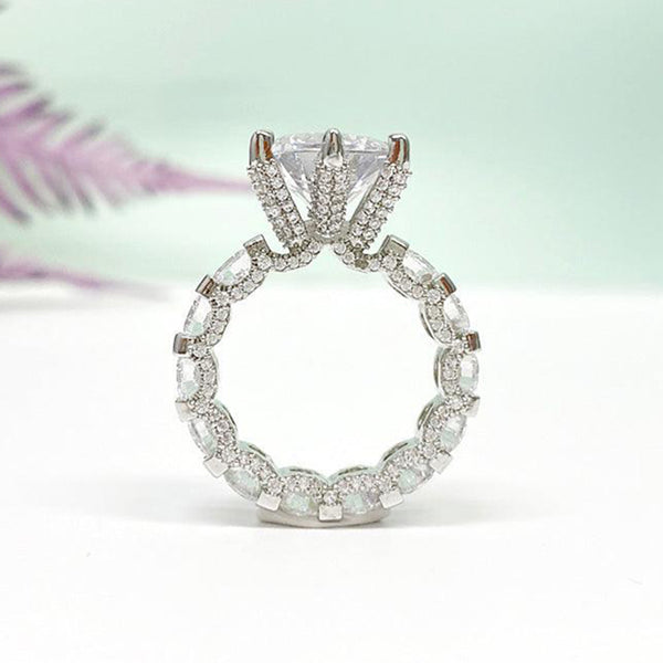 Classic Round Shaped Cut Sterling Silver Open Ring