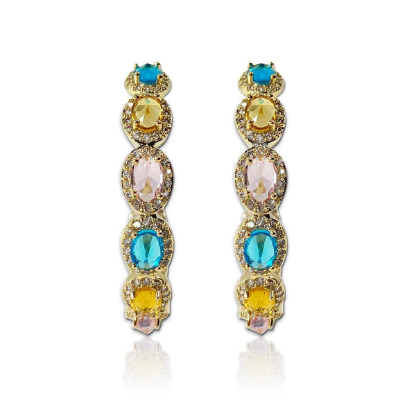 Color Design Oval Shaped Cut Large Circle Earrings