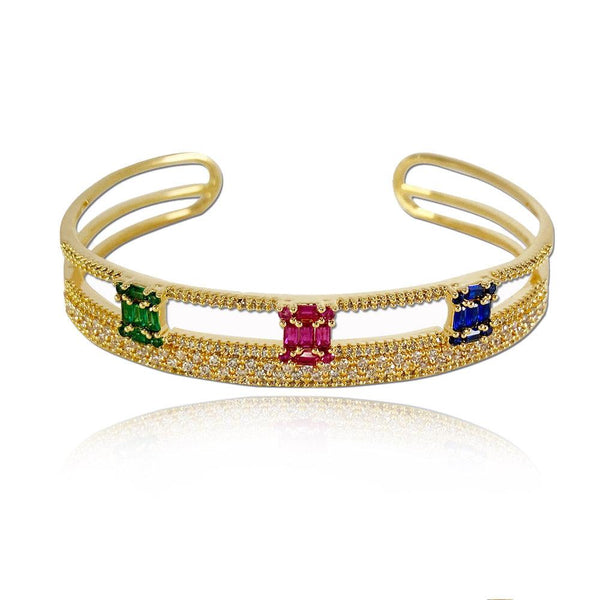 Color Hollow Design Double-layer Open Bracelet - Monarjew