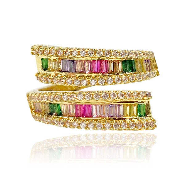 Color Trapezoidal Cut Open Ring - Monarjew