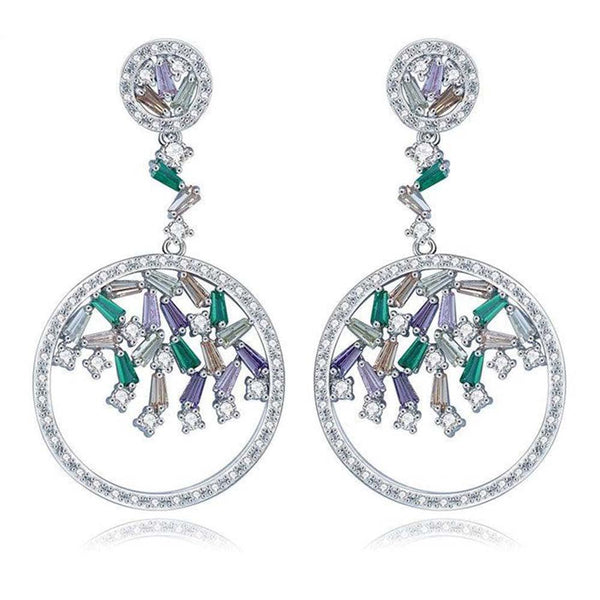 Colored Circle Tassel Earrings