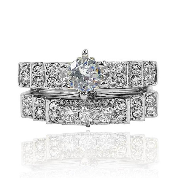 Crown Layered Two Piece Ring Set - Monarjew