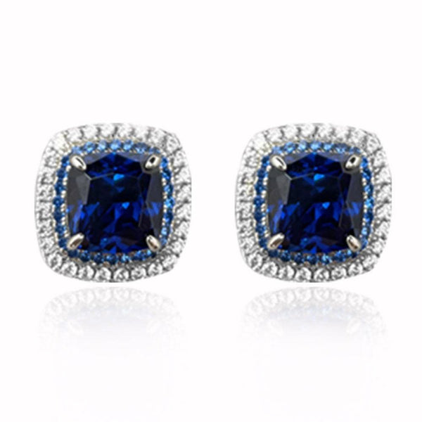 Cushion Shaped Blue Earrings