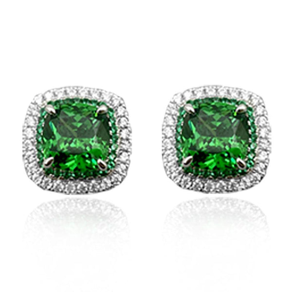 Cushion Shaped Green Earrings
