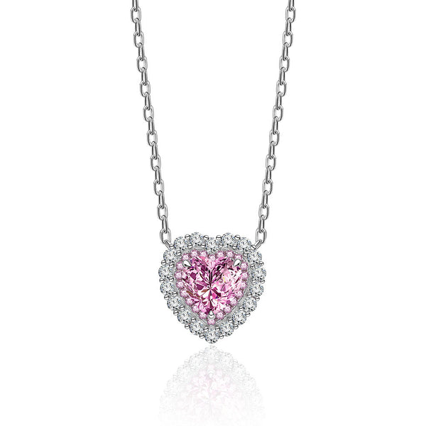 Heart Shaped Cut Pink Sterling Silver Necklace