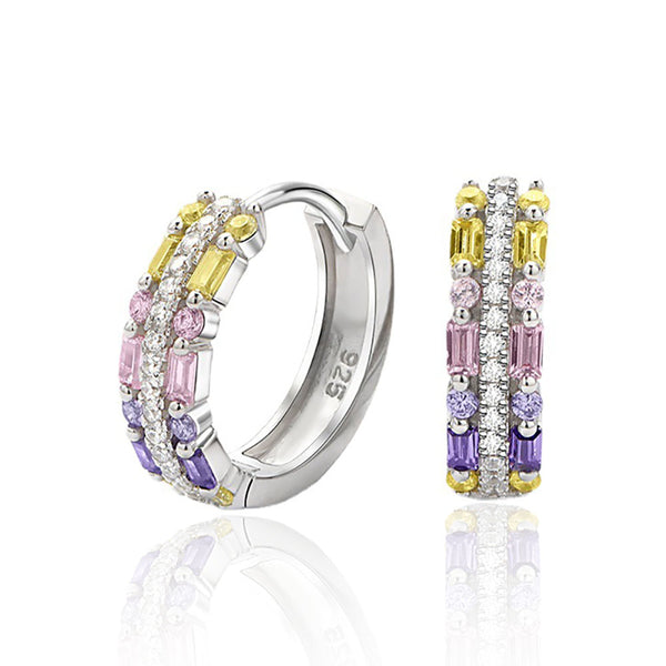 Colorful Round Sterling Silver Earrings
