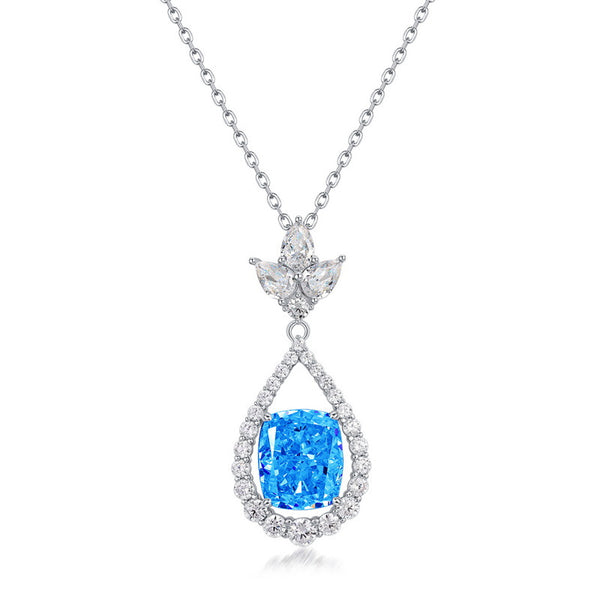 Cushion Shaped Cut Sterling Silver Necklace