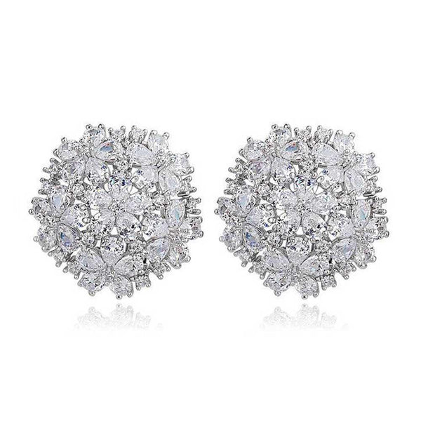 Dandelion Flower Zircon Earrings - Monarjew