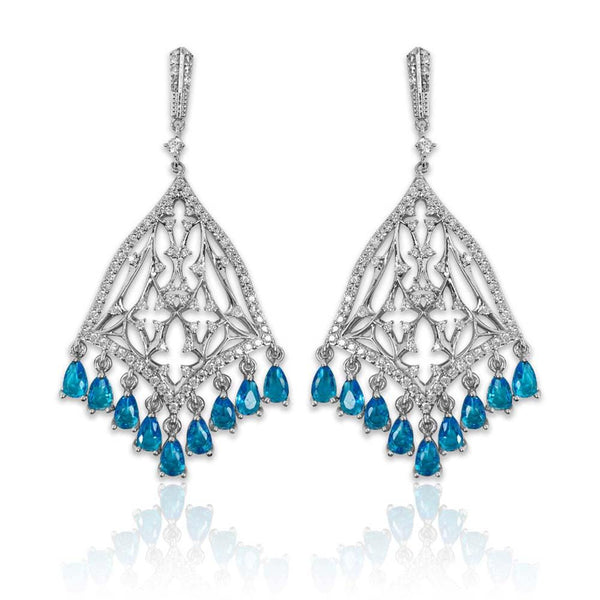 "Dream Catcher" Pear Shaped Cut Out Tassel Earrings - Monarjew