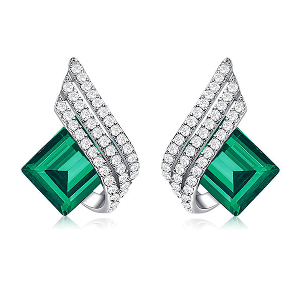 Cushion Cut Geometric Sterling Silver Earrings