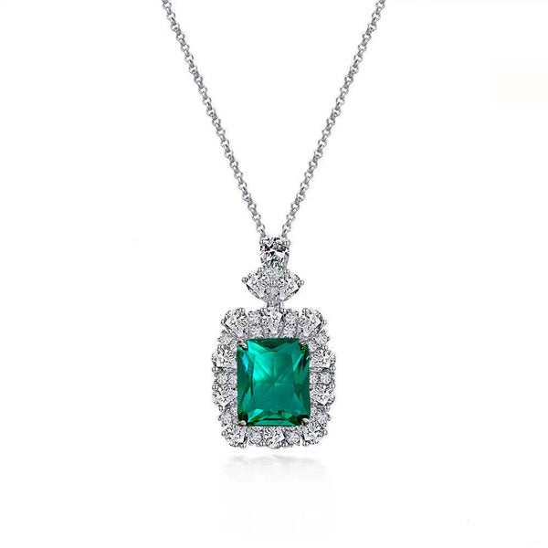 Emerald Green Princess Shaped Cut Necklace - Monarjew