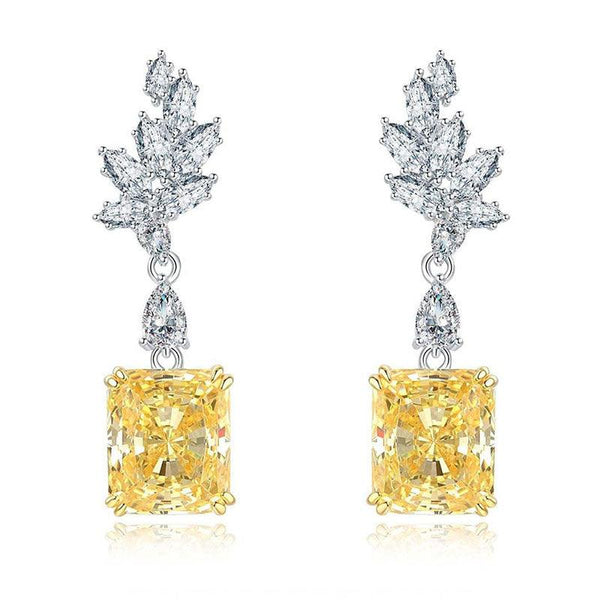 Feather Gold Radiant Shaped Earrings - Monarjew