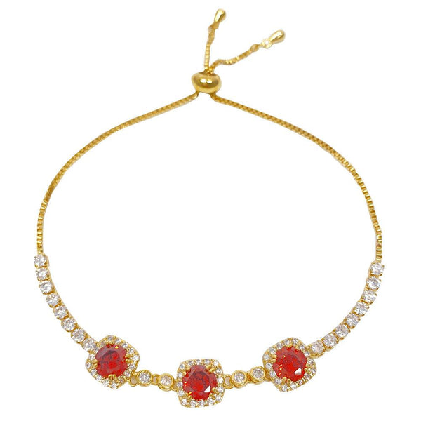 Garnet Red Round Shaped Cutting Bracelet - Monarjew