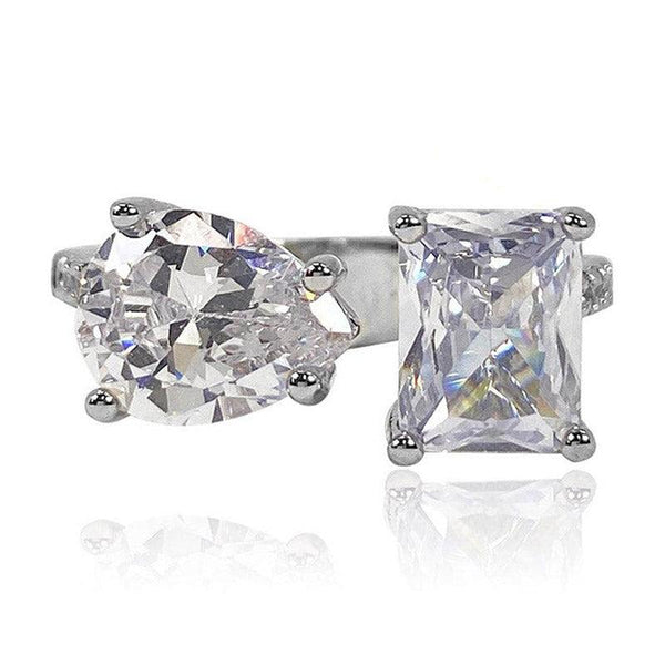 Geometric Square Diamond Open Ring - Monarjew