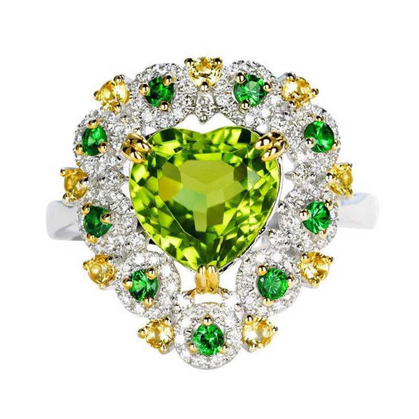 Light Green Olivine  Open Ring - Monarjew