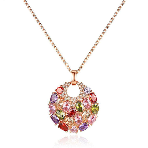 Moon Full Color Zircon Necklace
