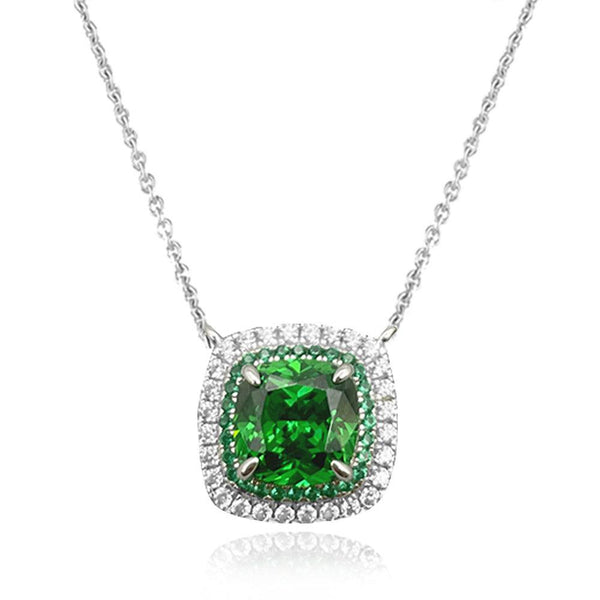 Olive Green Cushion Shaped Cutting Necklaces