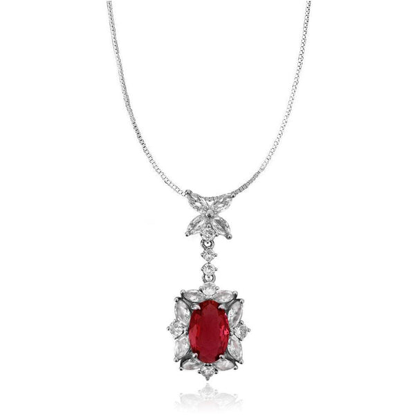 Oval shaped Ruby Pendant Necklace - Monarjew