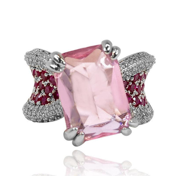 Pink Radiant Shaped Open Ring - Monarjew