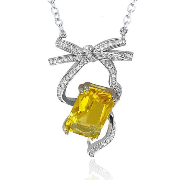 Radiant Shaped Bow Necklace - Monarjew