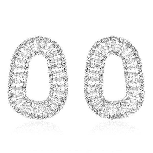 Rhinestone Round Earrings - Monarjew