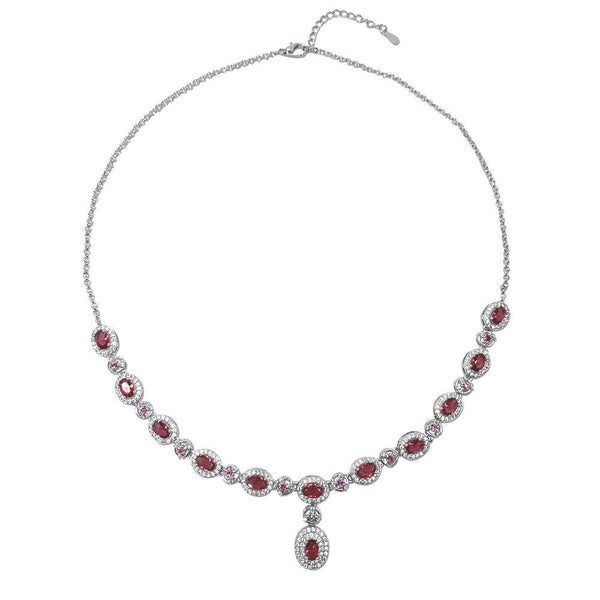 Ruby Red Oval Cut Necklace - Monarjew