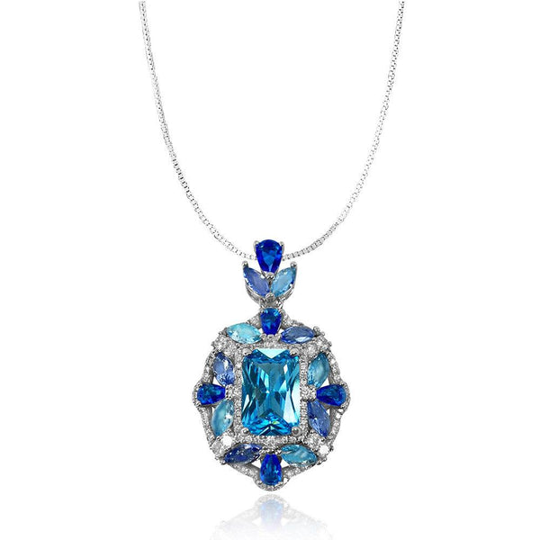 Sapphire Radial Shaped  Necklace - Monarjew