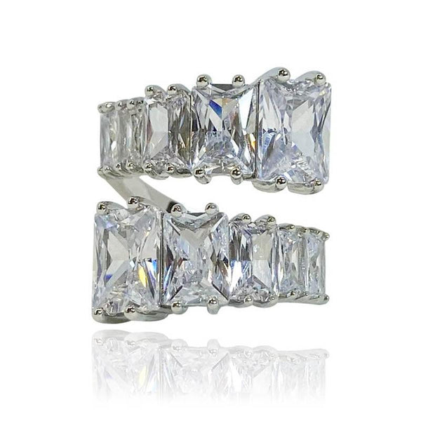 Square Cut Crossover Design Split Ring - Monarjew