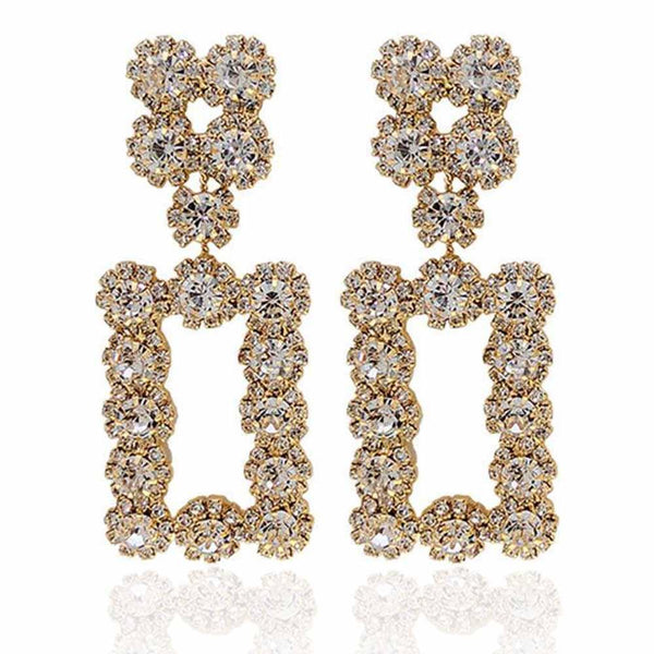 Square Rhinestone Earrings - Monarjew