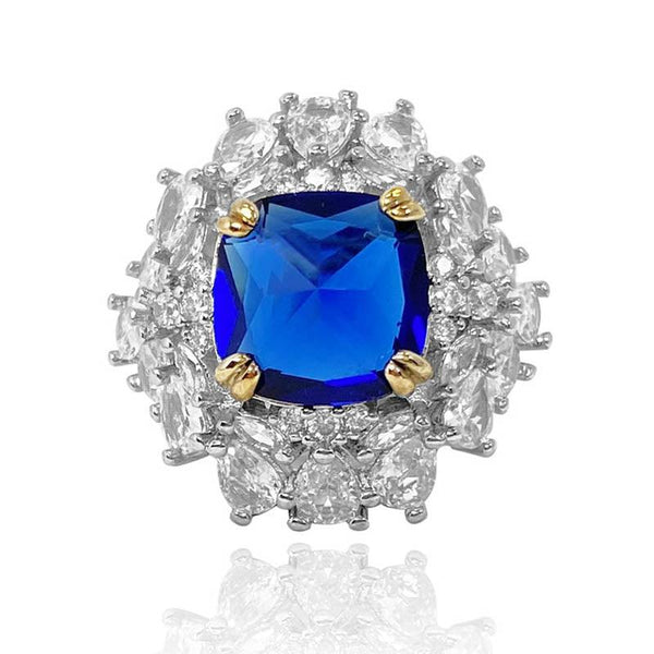 Sugar-loaf Cut Sapphire Open Ring - Monarjew