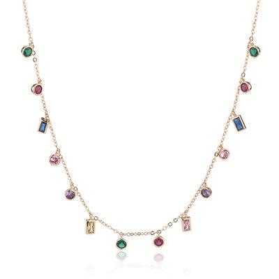 Vintage Oil Painting Colorful Gem Necklace - Monarjew