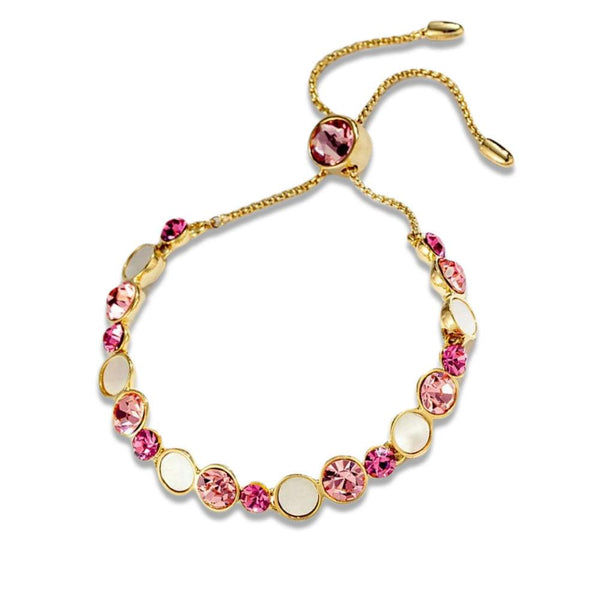 White and Pink Alternating Circular Cut Bracelet - Monarjew