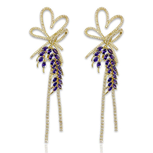 "Wisteria Goddess" Bow Design Earrings - Monarjew